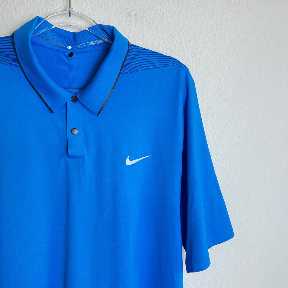 Nike Tiger Woods Collection Mens XL Dri-FIT Golf Polo Shirt Blue Short‎ Sleeve